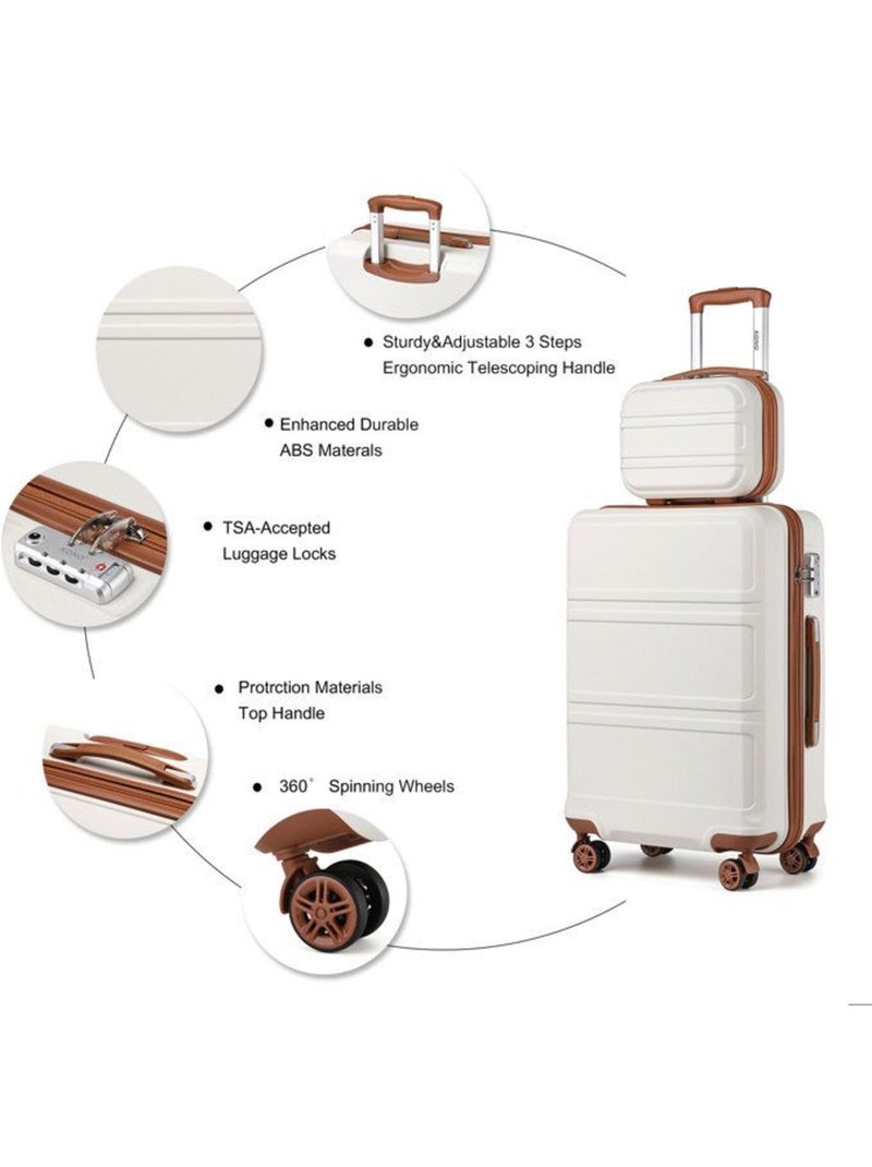 Set de 2 valises - 65x44x25.5 cm, rigide abs, 4 roues, serrure tsa - kono Blanc - Kiabi