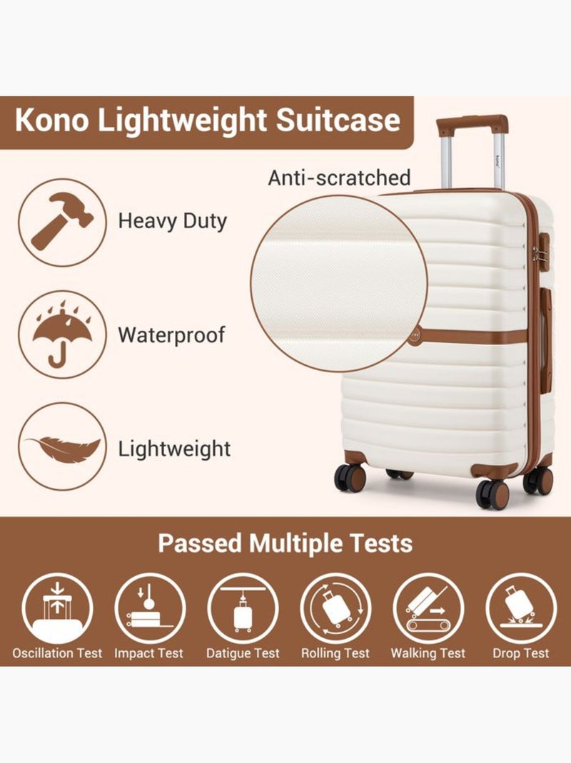 Set de 2 valises - 66/76 cm, rigide abs + pc, 4 roues - kono Blanc - Kiabi