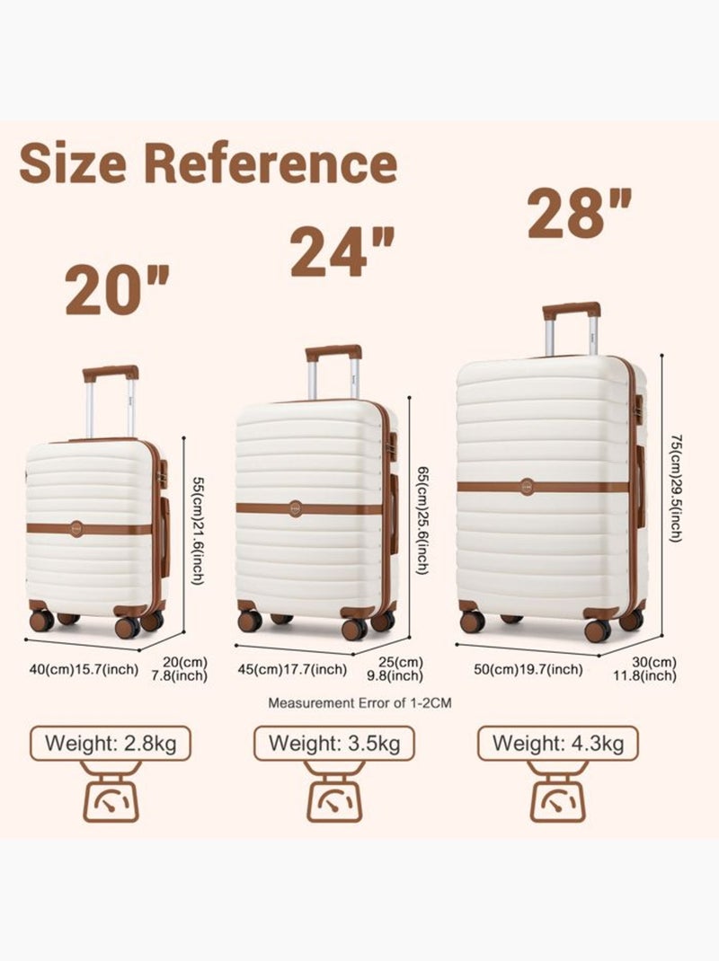 Set de 2 valises - 66/76 cm, rigide abs + pc, 4 roues - kono Blanc - Kiabi