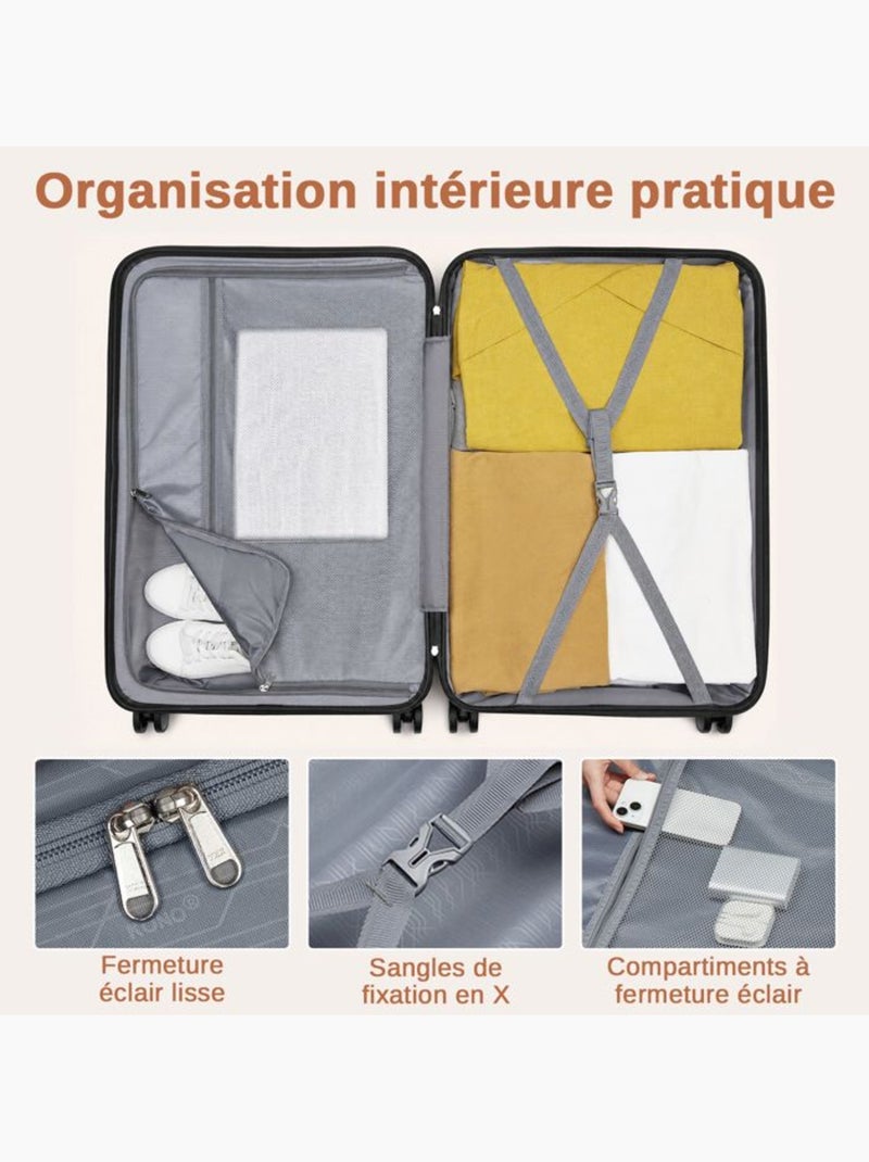 Set de 2 valises - 66/76 cm, rigide abs + pc, 4 roues - kono Orange - Kiabi