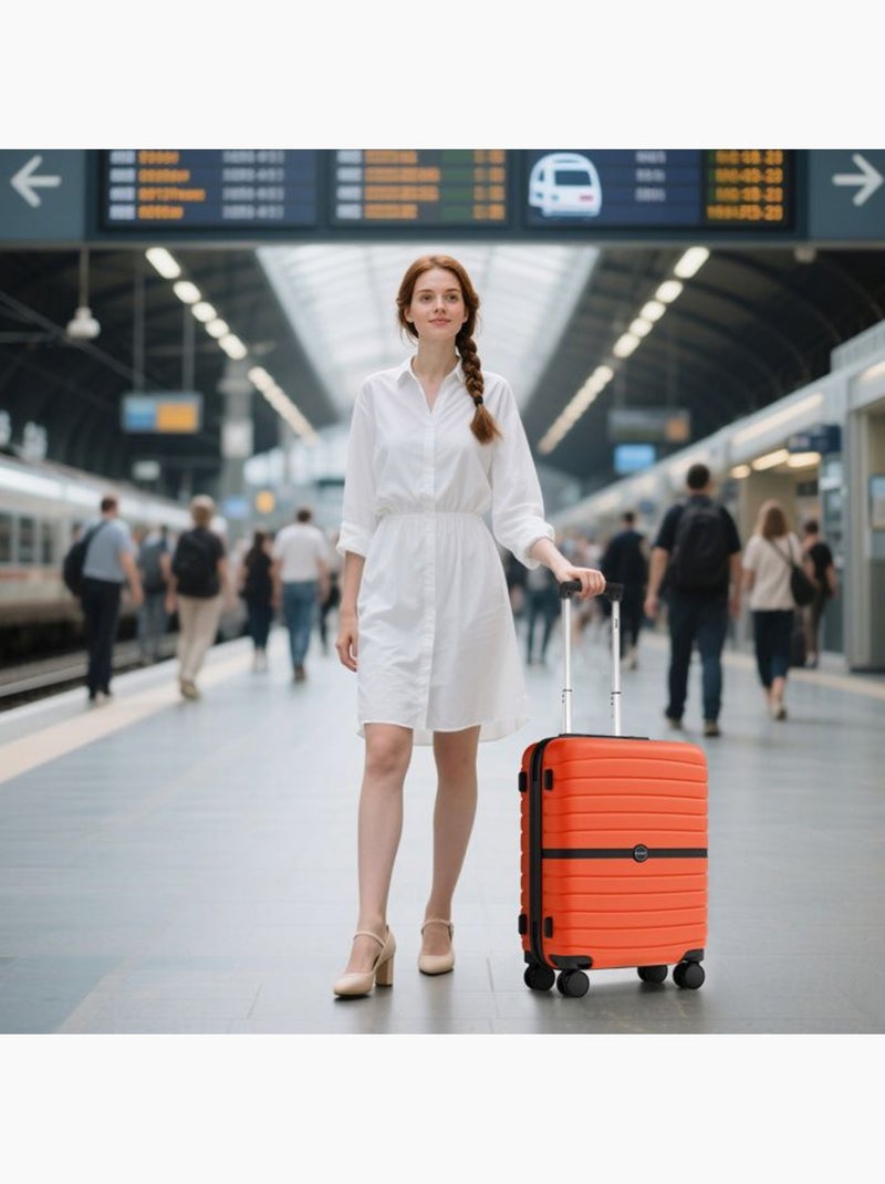 Set de 2 valises - 66/76 cm, rigide abs + pc, 4 roues - kono Orange - Kiabi