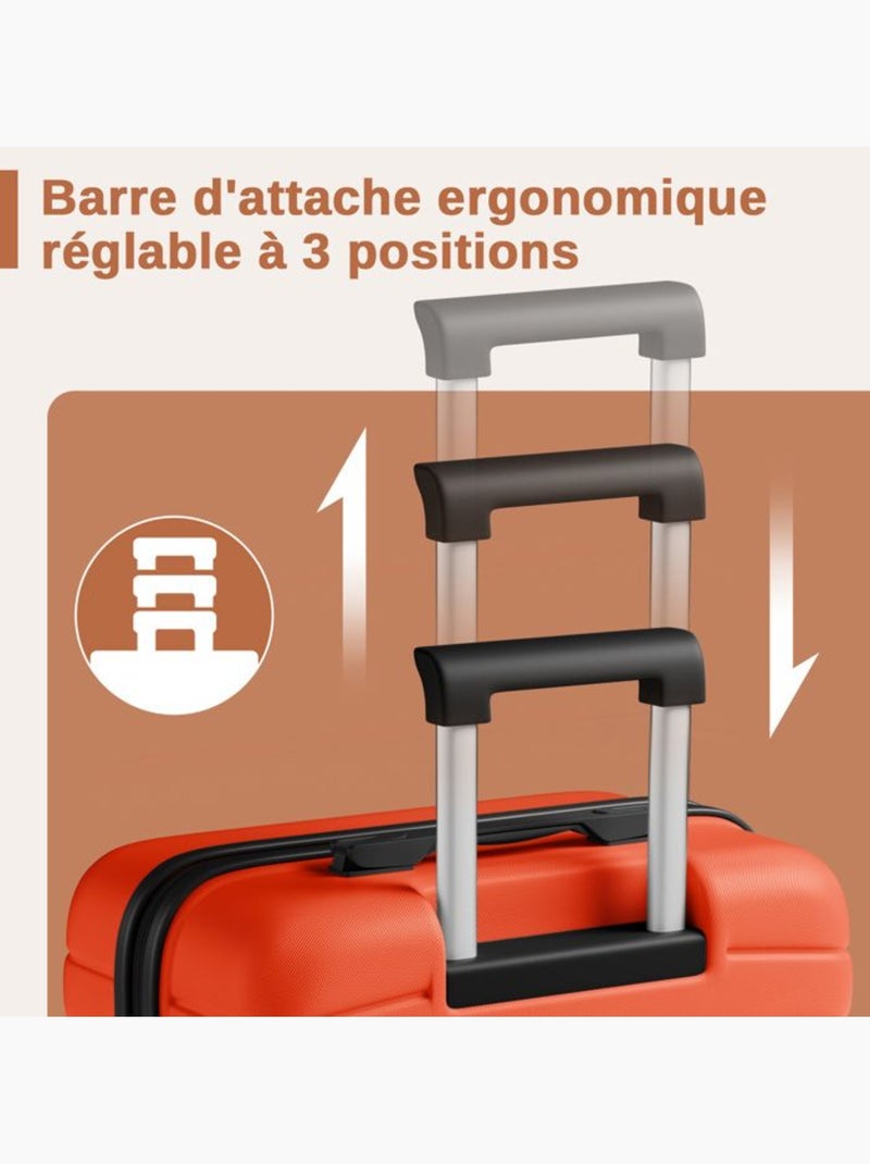 Set de 2 valises - 66/76 cm, rigide abs + pc, 4 roues - kono Orange - Kiabi