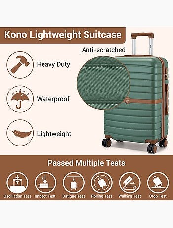 Set de 2 valises - 66/76 cm, rigide abs + pc, 4 roues - kono
