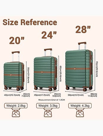 Set de 2 valises - 66/76 cm, rigide abs + pc, 4 roues - kono