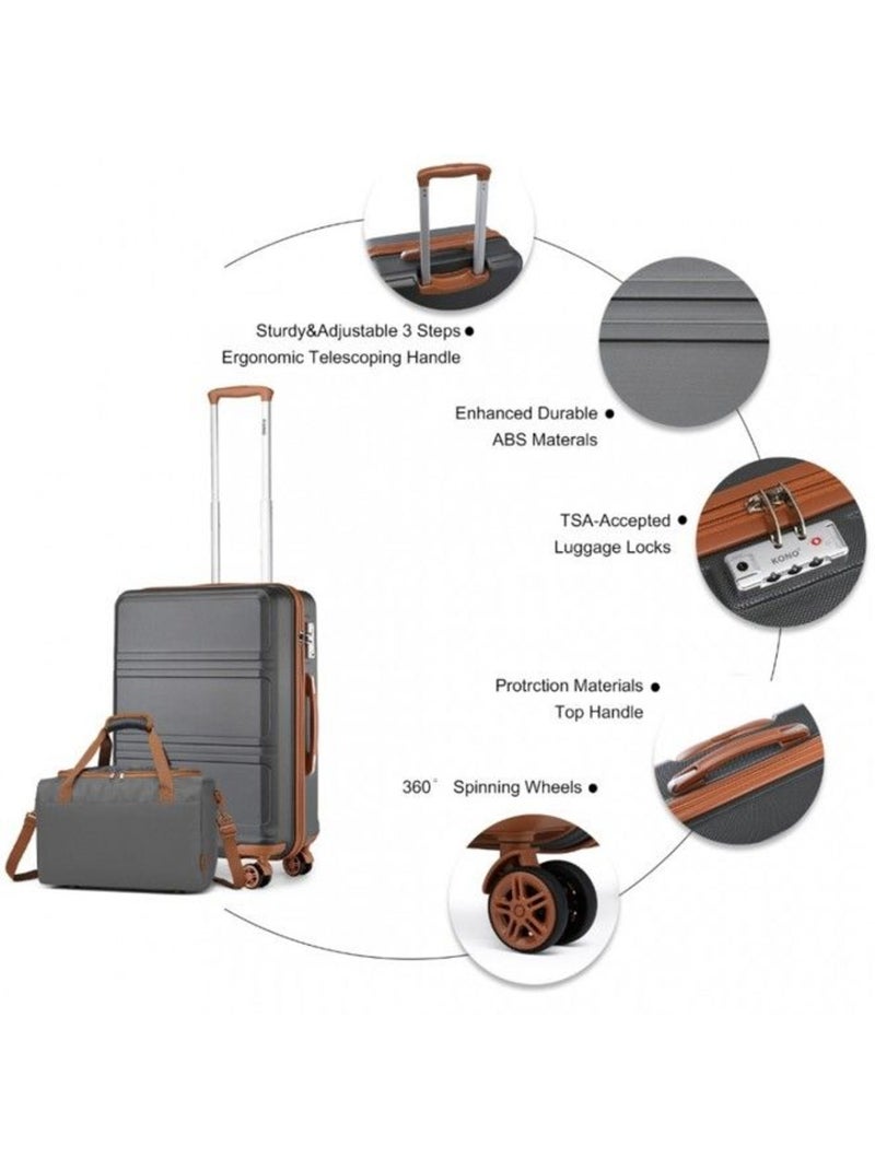 Set de 2 valises - 75x48x30 cm abs 4 roulettes serrure tsa - kono Gris - Kiabi