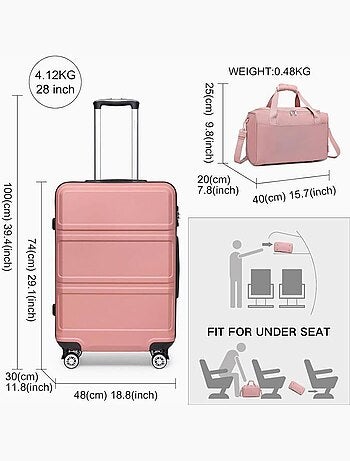 Set de 2 valises - 75x48x30 cm abs 4 roulettes serrure tsa - kono