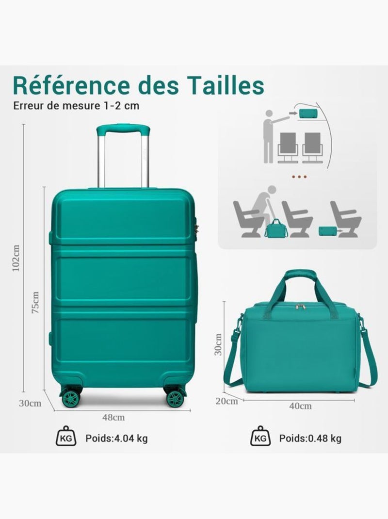 Set de 2 valises - 75x48x30 cm abs+pc 4 roulettes serrure tsa - kono Bleu - Kiabi