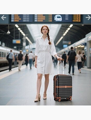 Set de 2 valises - 76.5x50.5x29 cm, rigide abs + pc, 4 roues - kono