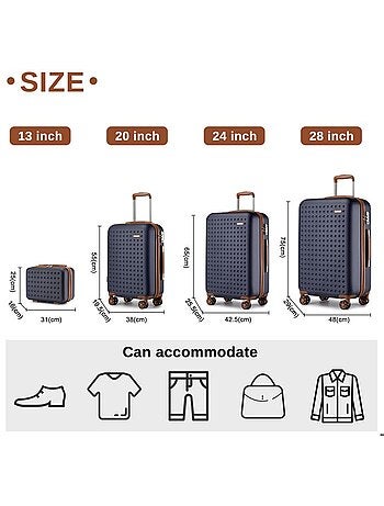 Set de 2 valises - abs+pc 4 roulettes serrure tsa - kono