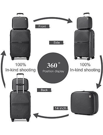 Set de 2 valises - rigide abs, 4 roues 360°, serrure tsa - british traveller