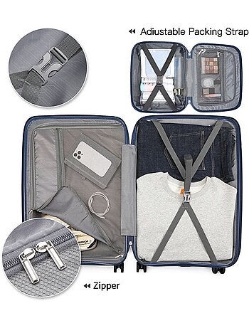 Set de 2 valises - rigide polypropylène (pp), 4 roues 360°, serrure tsa - british traveller