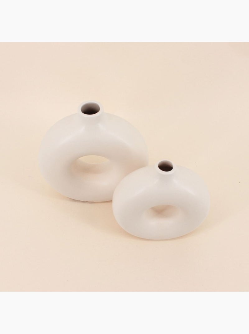 Set de 2 vases donuts en céramique Beige - Kiabi