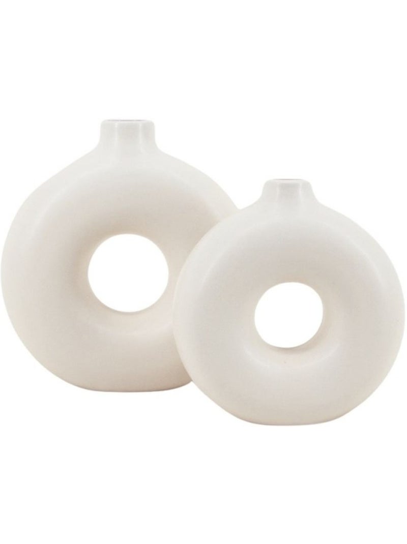 Set de 2 vases donuts en céramique Beige - Kiabi