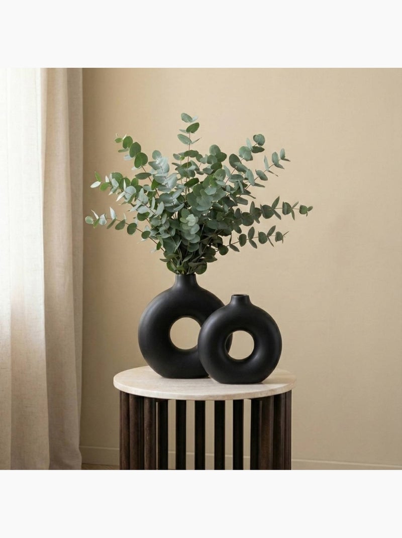 Set de 2 vases donuts en céramique Noir - Kiabi