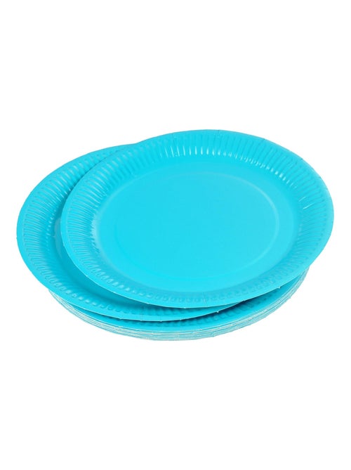 Set de 20 assiettes carton 23 cm Unies bleu - Kiabi