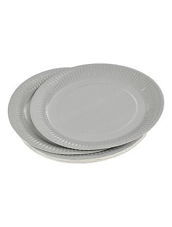 Set de 20 assiettes carton 23 cm Unies gris