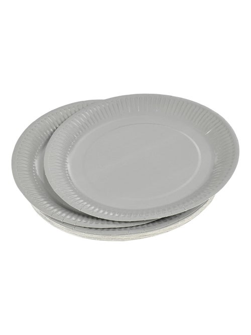 Set de 20 assiettes carton 23 cm Unies gris - Kiabi