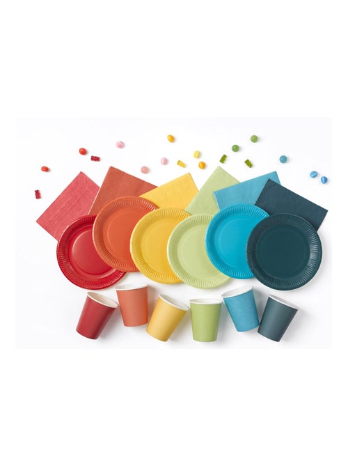 Set de 20 assiettes carton 23 cm Unies gris - Kiabi