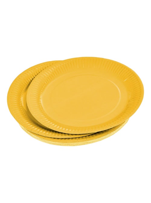 Set de 20 assiettes carton 23 cm Unies jaune - Kiabi