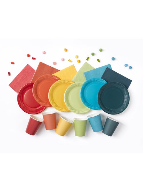 Set de 20 assiettes carton 23 cm Unies jaune - Kiabi