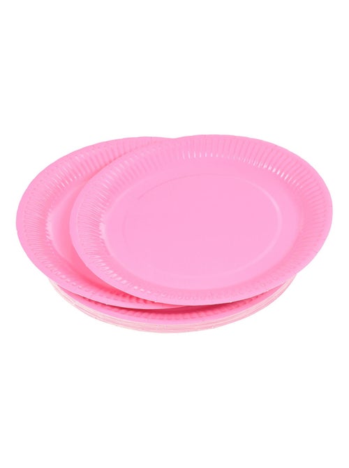 Set de 20 assiettes carton 23 cm Unies rose - Kiabi