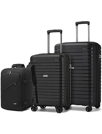 Set de 3 bagages - rigide, 4 roulettes, serrure tsa - kono