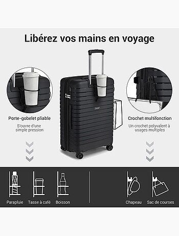 Set de 3 bagages - rigide, 4 roulettes, serrure tsa - kono