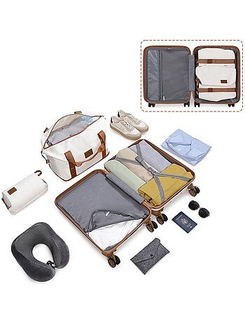 Set de 3 bagages - rigide, abs, légère, 4 roulettes, serrure tsa - kono