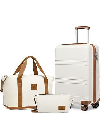 Set de 3 bagages - rigide, abs, légère, 4 roulettes, serrure tsa - kono