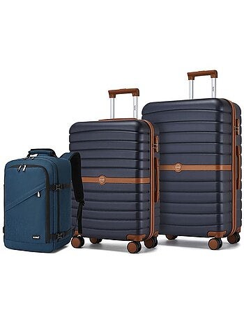 Set de 3 bagages - rigide, abs + polycarbonate, 4 roulettes - kono