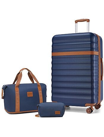 Set de 3 bagages - rigide, abs + polycarbonate, légère, 4 roulettes - kono