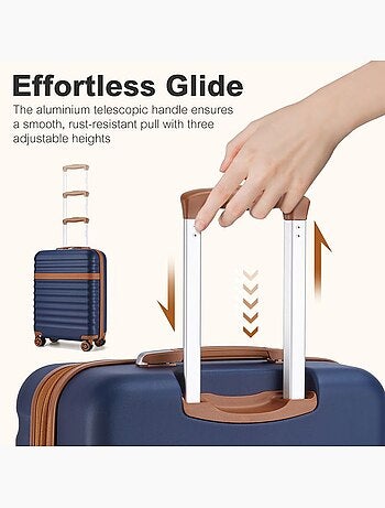 Set de 3 bagages - rigide, abs + polycarbonate, légère, 4 roulettes - kono