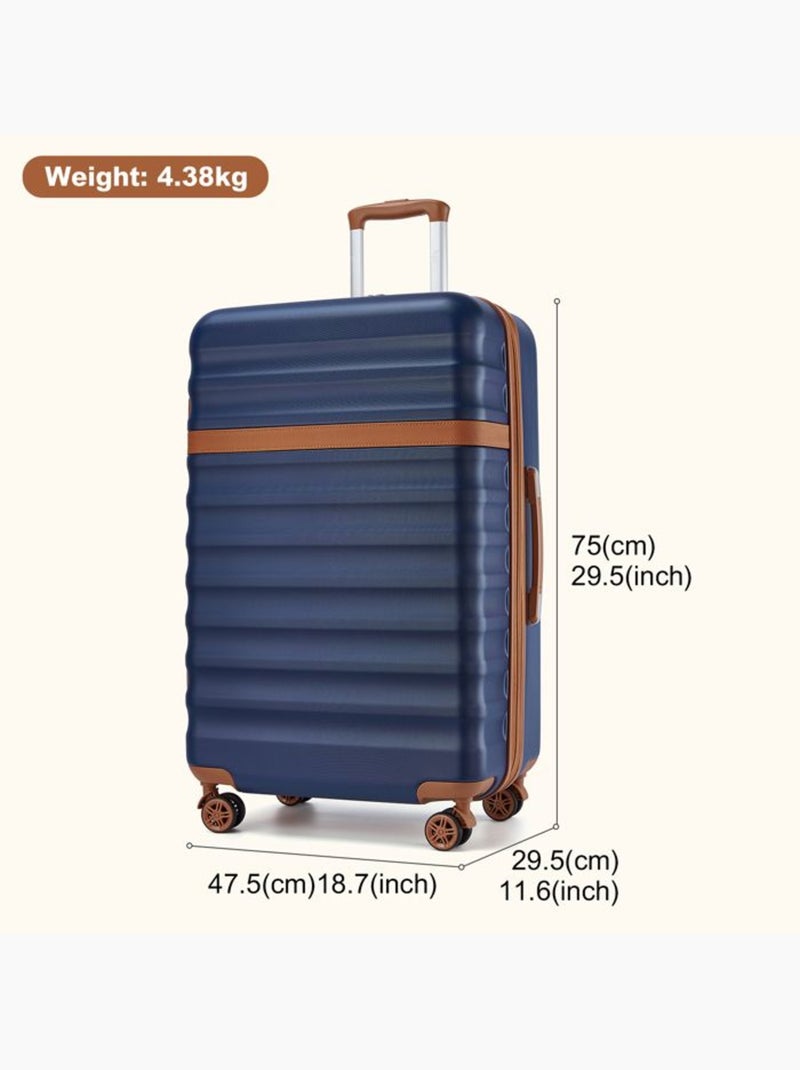 Set de 3 bagages - rigide, abs + polycarbonate, légère, 4 roulettes - kono Bleu - Kiabi