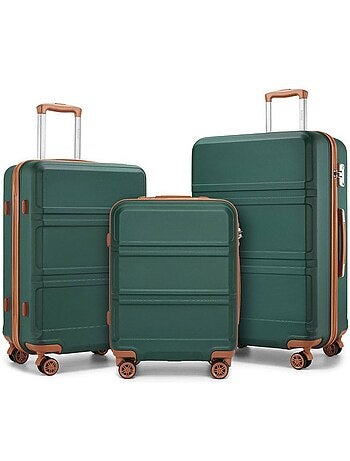 Set de 3 bagages - rigide, abs + polycarbonate, légère, 4 roulettes - kono