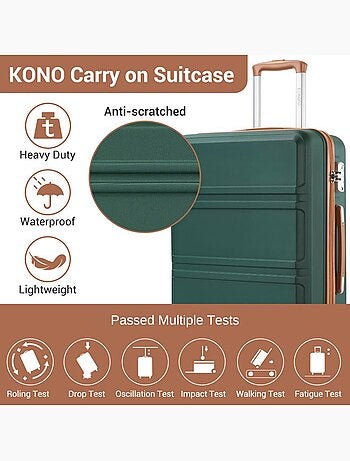 Set de 3 bagages - rigide, abs + polycarbonate, légère, 4 roulettes - kono