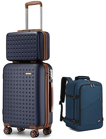 Set de 3 bagages - rigide, légère, 4 roulettes, serrure tsa - kono