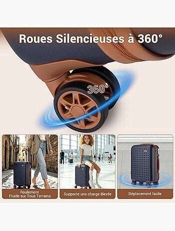 Set de 3 bagages - rigide, légère, 4 roulettes, serrure tsa - kono