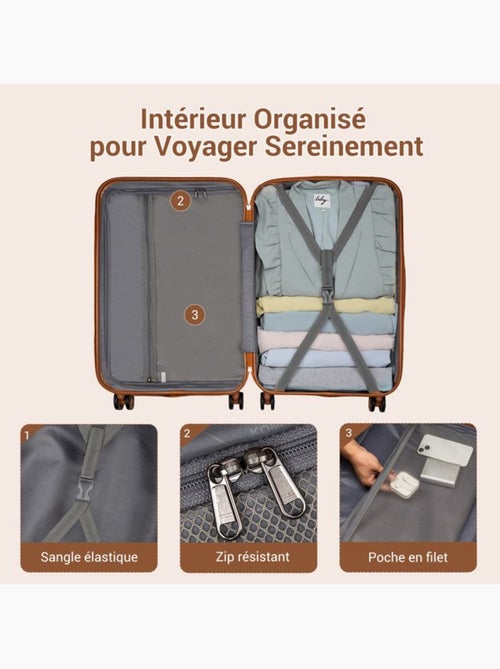 Set de 3 bagages - rigide, légère, 4 roulettes, serrure tsa - kono - Kiabi Set de 3 bagages - rigide, légère, 4 roulettes, serrure tsa - kono - Kiabi