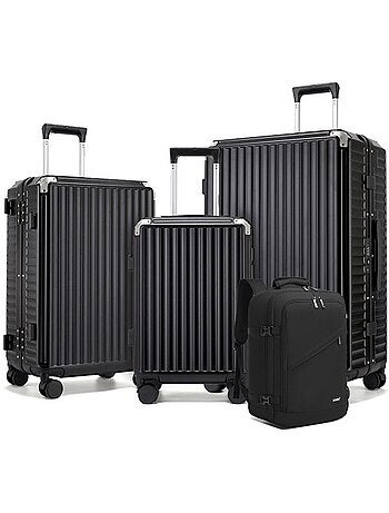 Set de 3 bagages - rigide, polycarbonate, 4 roulettes, serrure tsa - kono