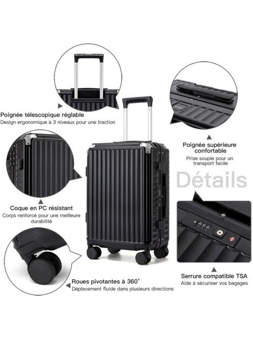 Set de 3 bagages - rigide, polycarbonate, 4 roulettes, serrure tsa - kono - Kiabi Set de 3 bagages - rigide, polycarbonate, 4 roulettes, serrure tsa - kono - Kiabi