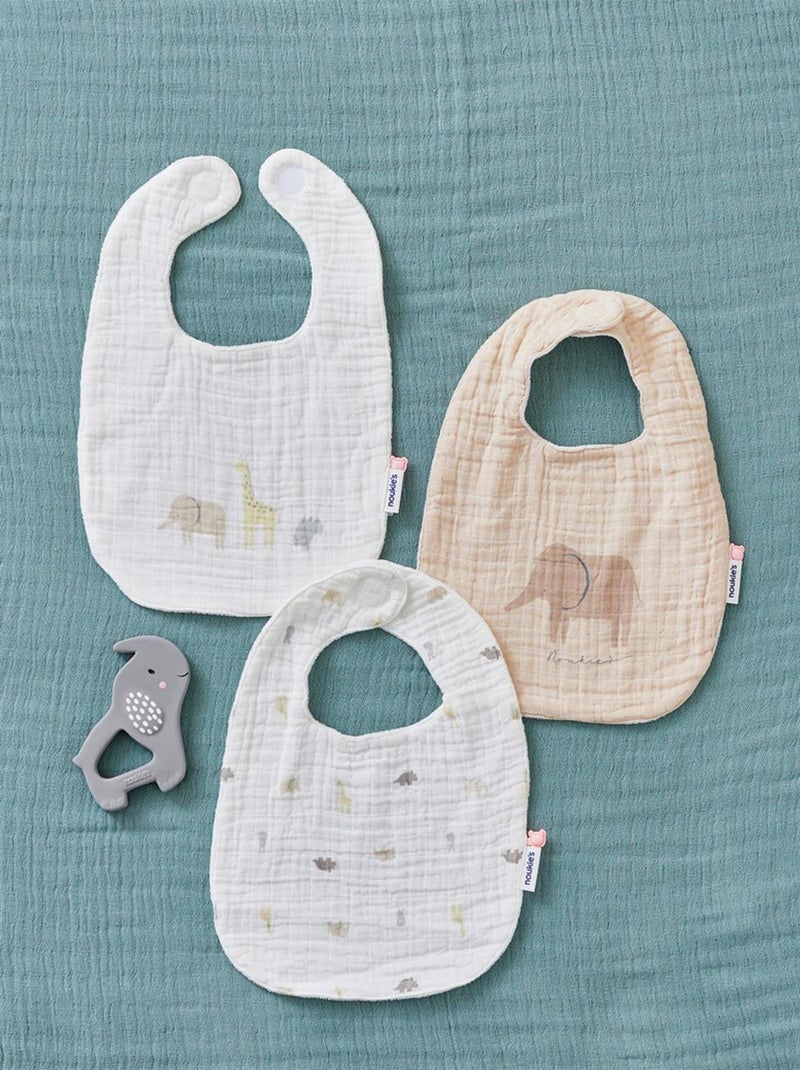 Set de 3 bavoirs en mousseline et éponge, écru/beige Beige - Kiabi