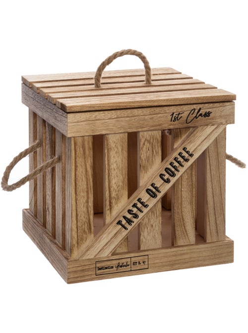 Set de 3 boîtes cagettes en bois et corde DENYS - Kiabi