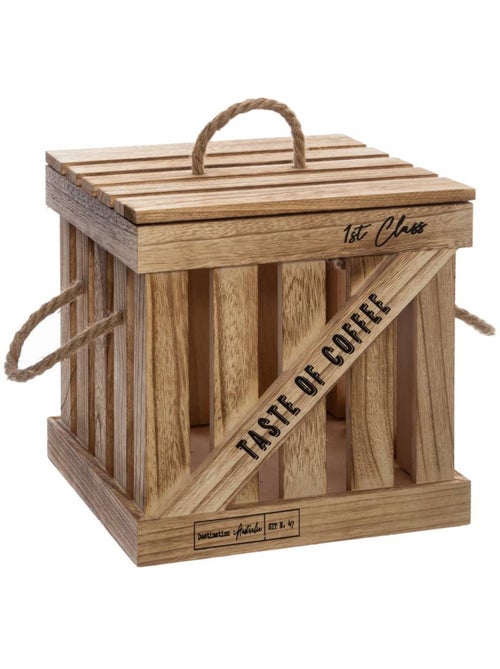 Set de 3 boîtes cagettes en bois et corde DENYS - Kiabi