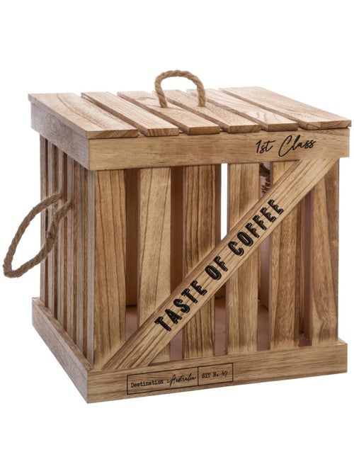 Set de 3 boîtes cagettes en bois et corde DENYS - Kiabi