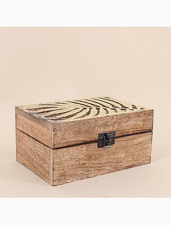 Set de 3 boîtes en bois couvercle doré
