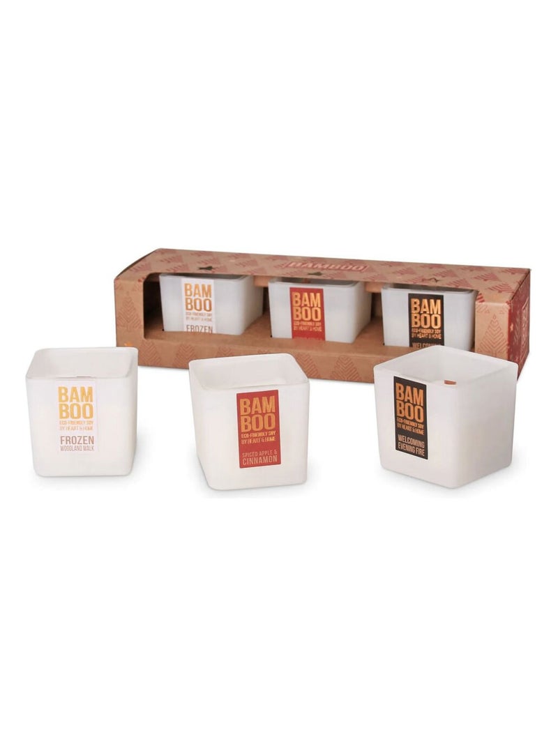 Set de 3 bougies bambou Blanc - Kiabi