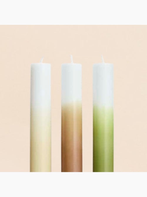 Set de 3 bougies dégradées beige, camel, vert 30cm - Kiabi