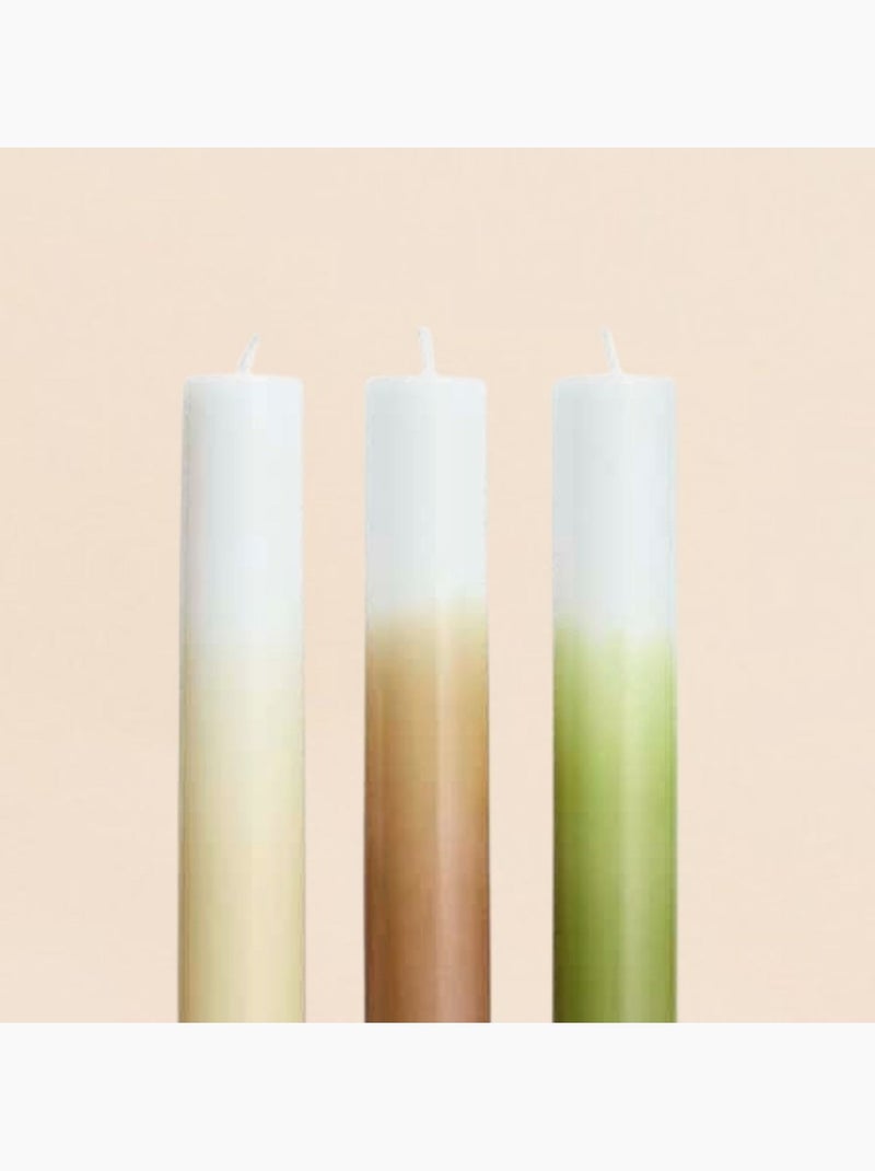 Set de 3 bougies dégradées beige, camel, vert 30cm Beige - Kiabi