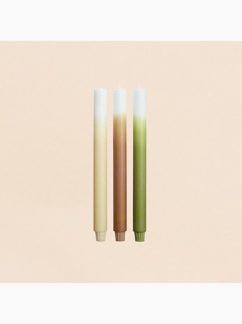 Set de 3 bougies dégradées beige, camel, vert 30cm Beige - Kiabi
