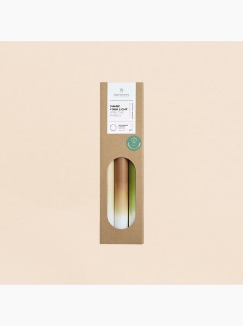 Set de 3 bougies dégradées beige, camel, vert 30cm - Kiabi